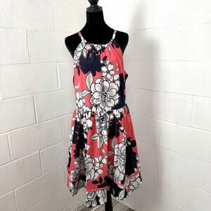 Vince Camuto Halter Dress Pink Floral Garden Tropical Easter Wedding Guest SZ 14